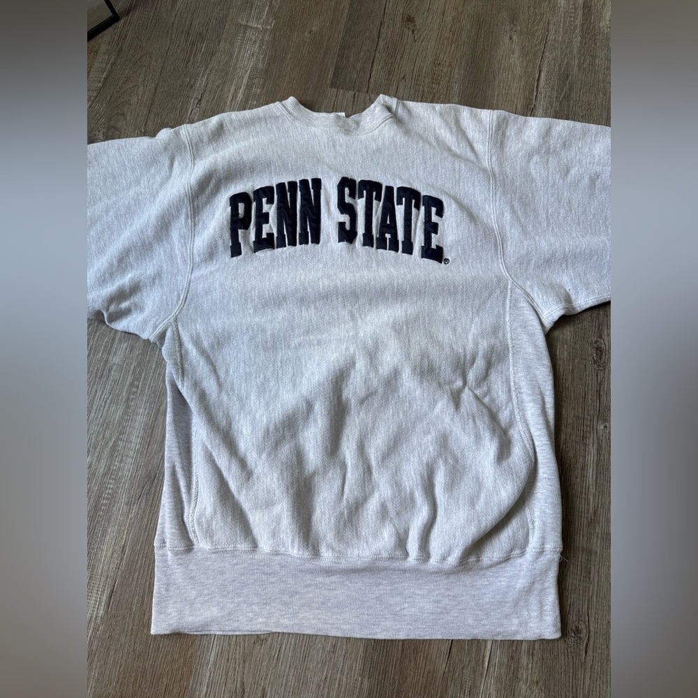 VTG Reverse Weave PENN STATE Sweatshirt Crewneck Embroidered Gray Blue Size S M - Picture 2 of 16